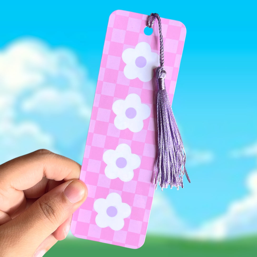 pink checkered | bookmark