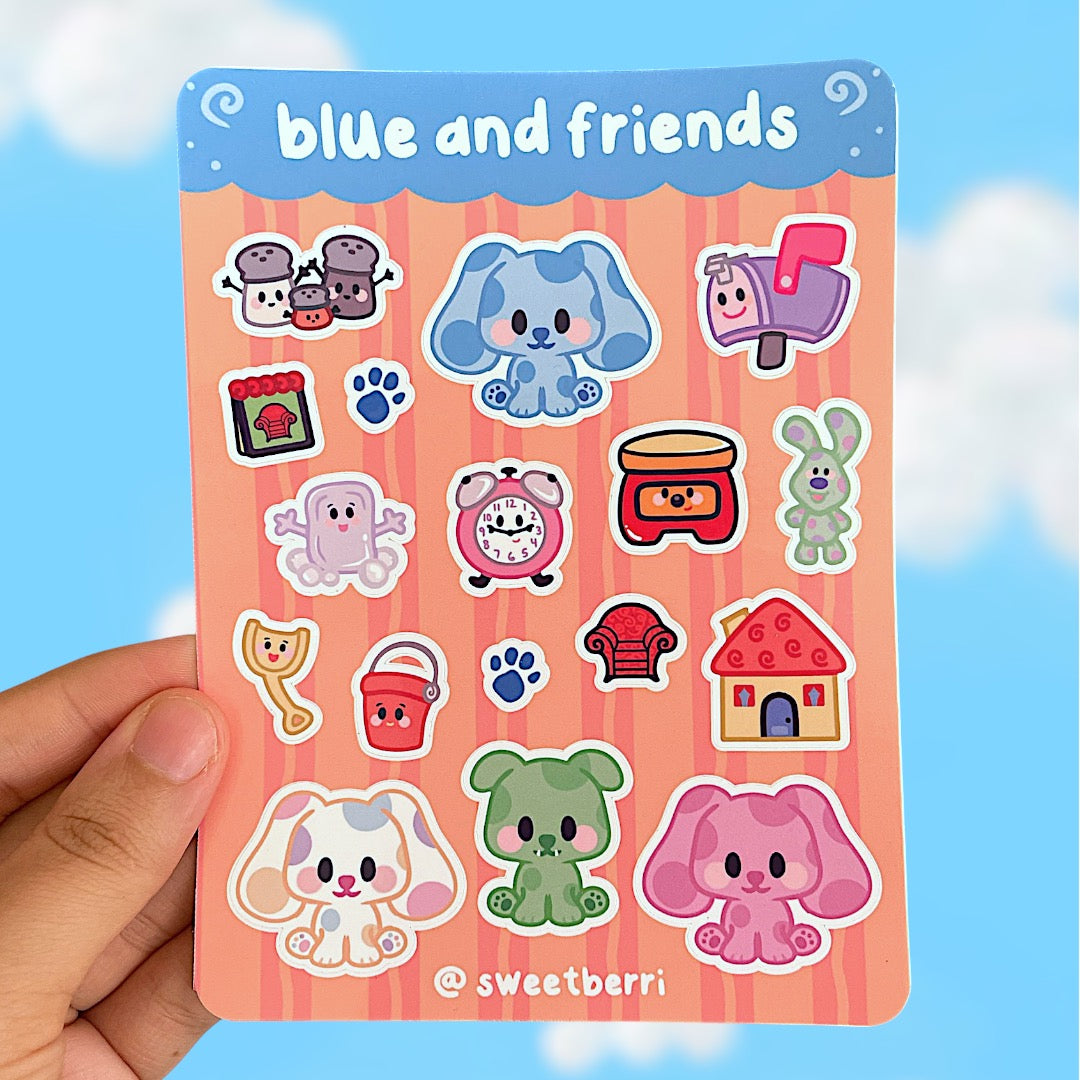 blue and friends sticker sheet