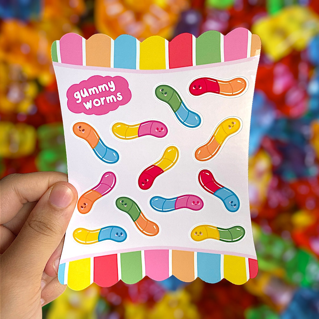 gummy worms sticker sheet – Sweet Berri Studios